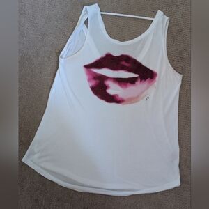 Juicy Couture Bedazzled Rhinestone Red Lipstick Stain Keyhole Tank Top